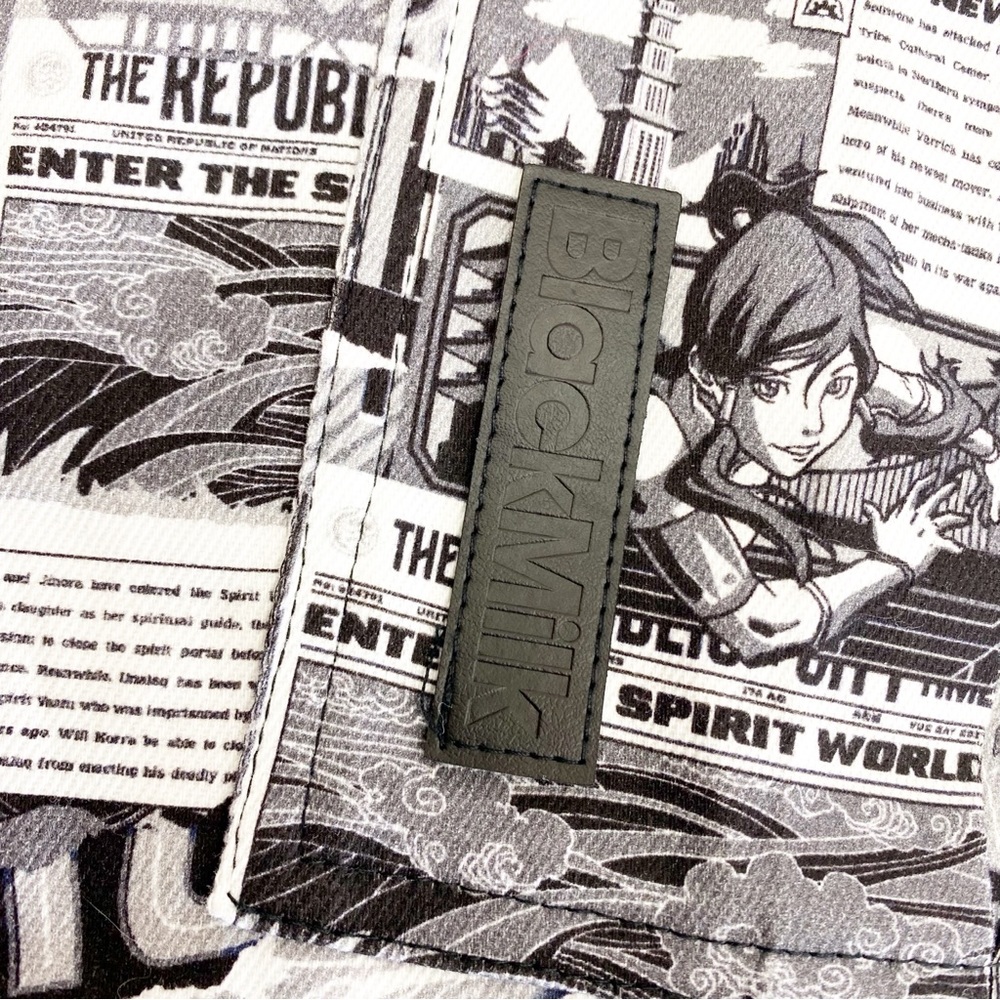 Blackmilk X Avatar Korra Republic City News Cargo Pants Joggers: Black White - Picture 11 of 16